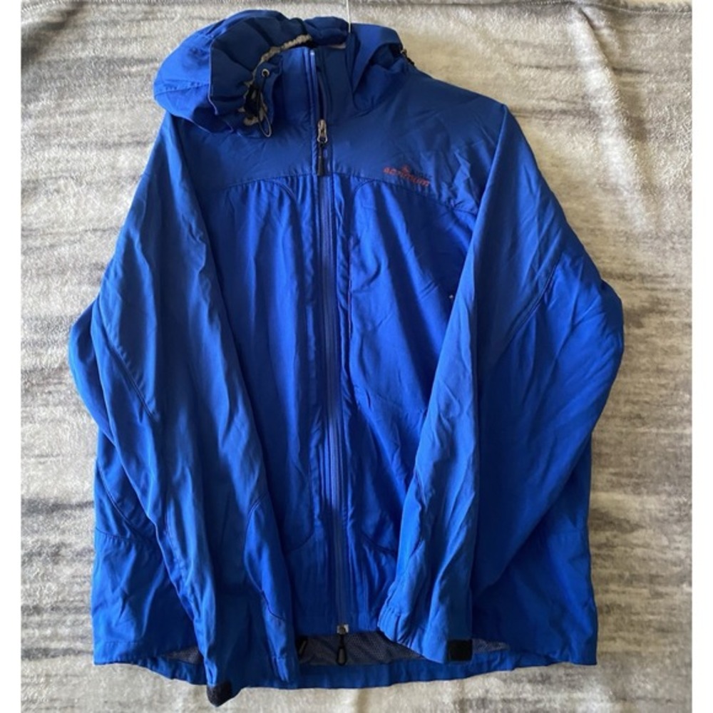 Aigle Actimum Mens Large Blue Hooded Windbreaker Full Zip Mesh Lined Jacket